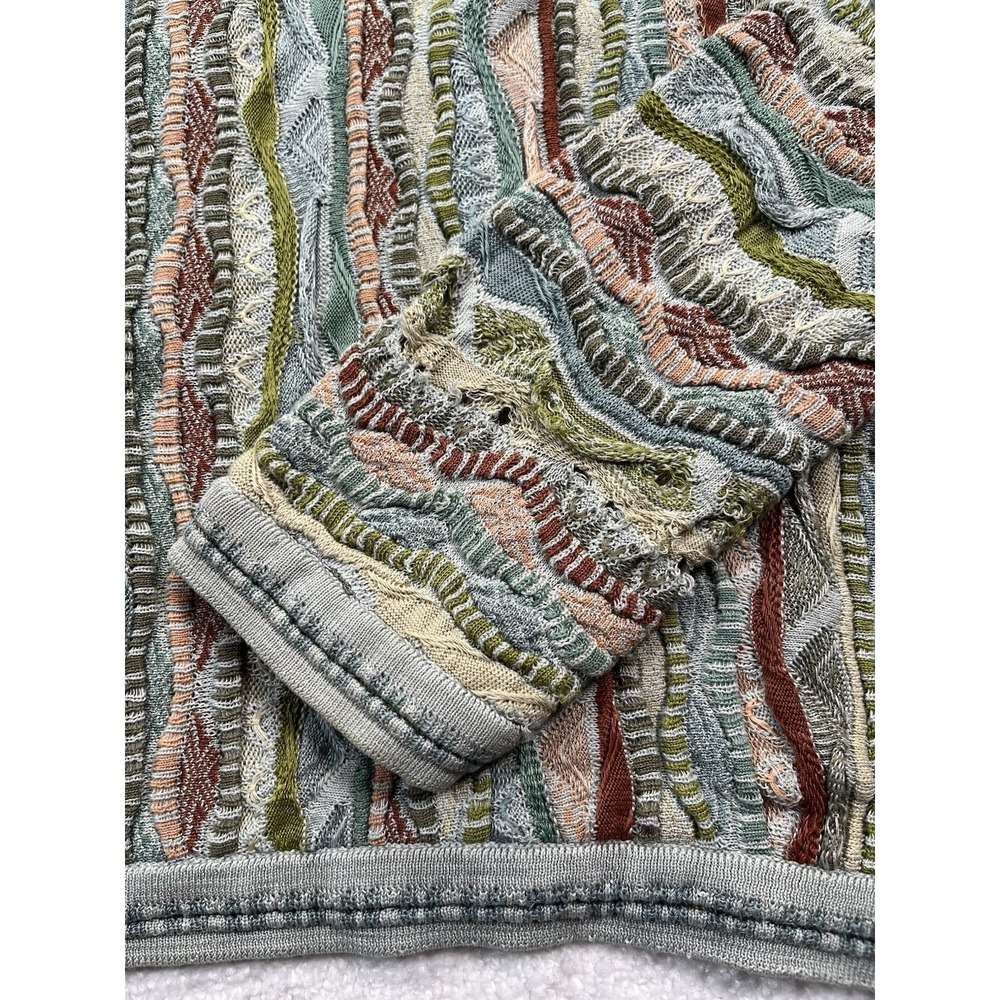COOGI Women's 3D Cable Knit Crew Neck Size XL Sage Green Colorful 90's - Picture 3 of 13